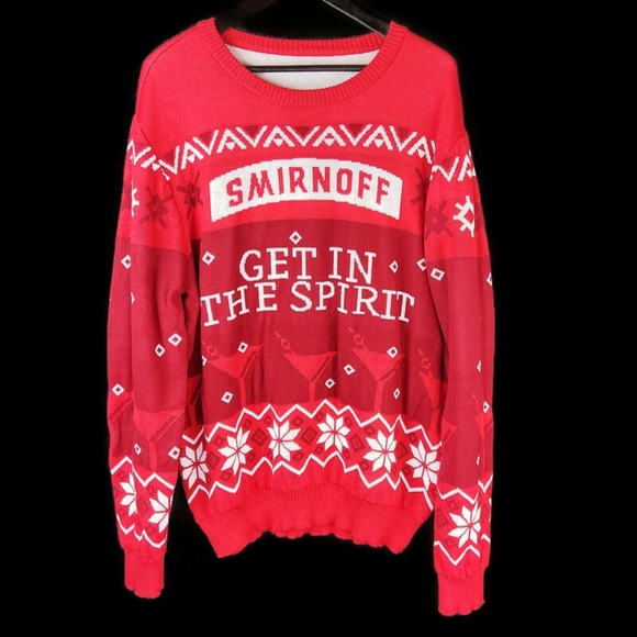 Smirnoff Vodka "Get In The Spirit" All Over Print Christmas Sweater - Picture 1 of 5